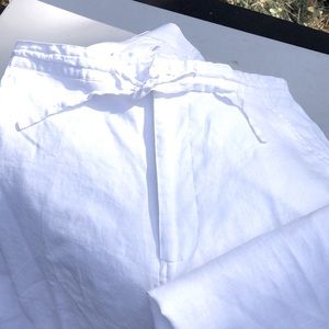 Men’s fully lined white linen drawstring pants size M